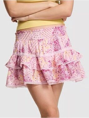 PINK x LoveShackFancy Frill Seeker Pink Tulip Floral Skirt